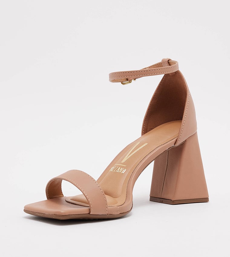 Nude Block High Heel Sandals