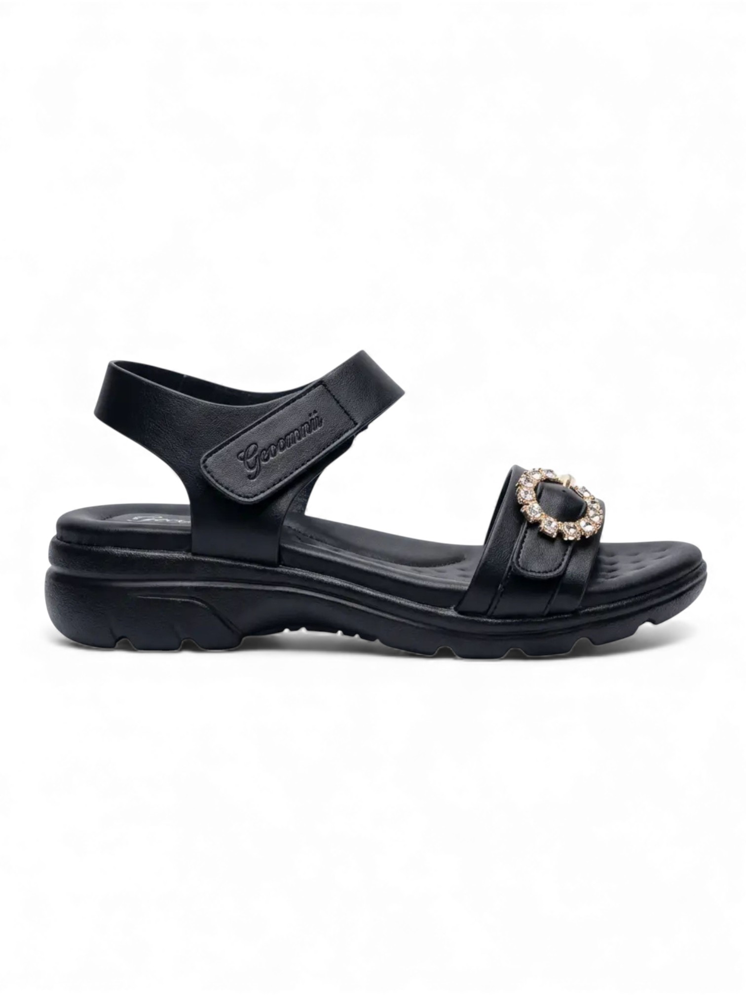 Black Low Heel Comfort Sandals