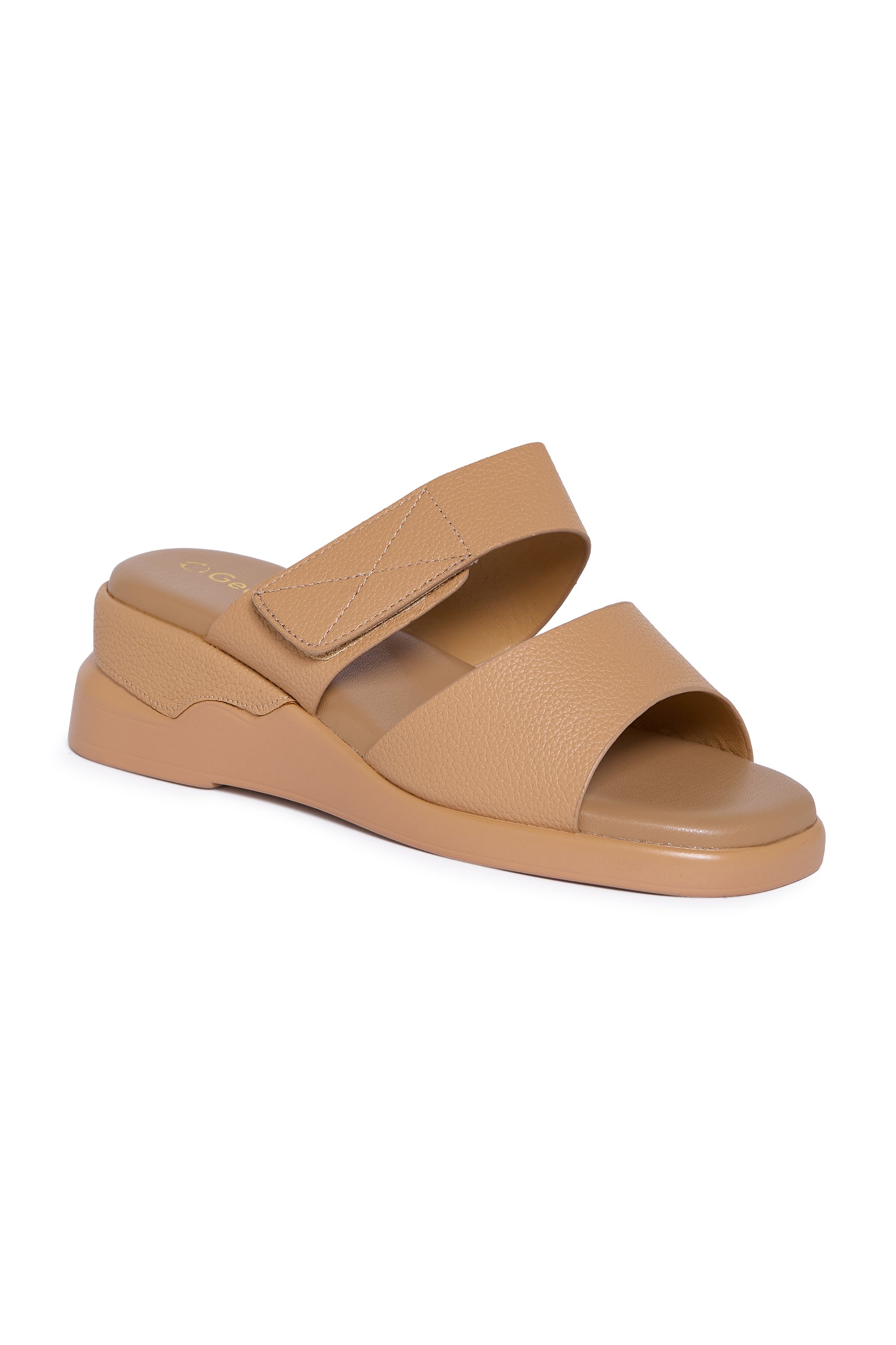 Beige Low Heel Comfort Slide Sandals