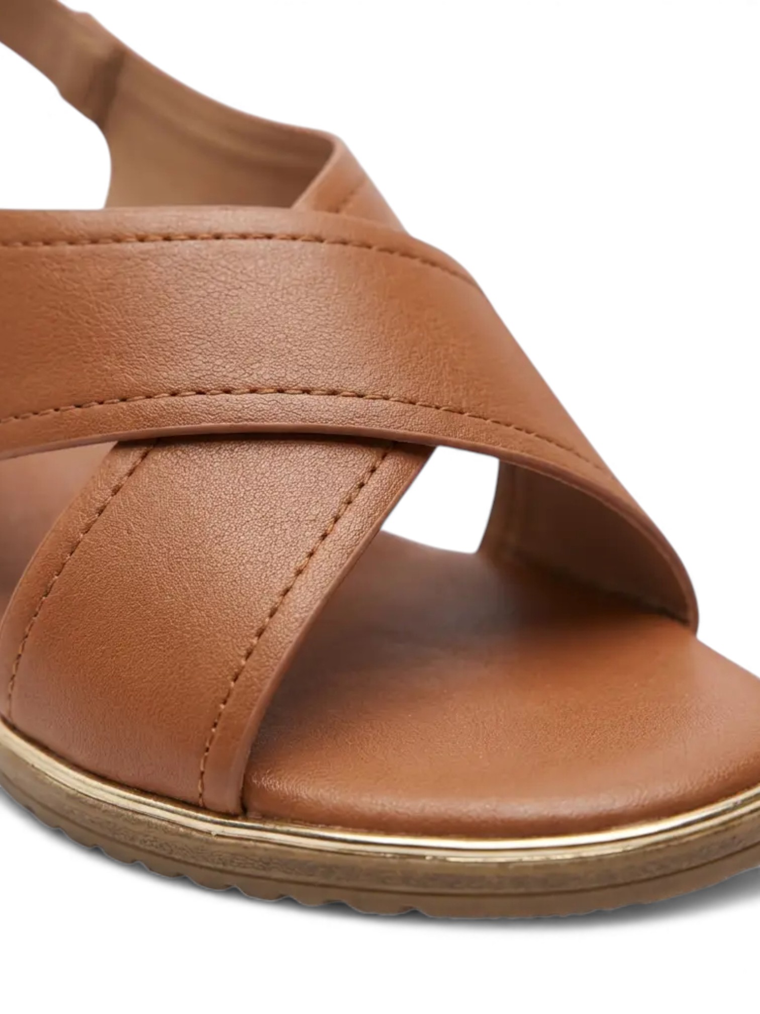 Tan Plain Heel Sandals