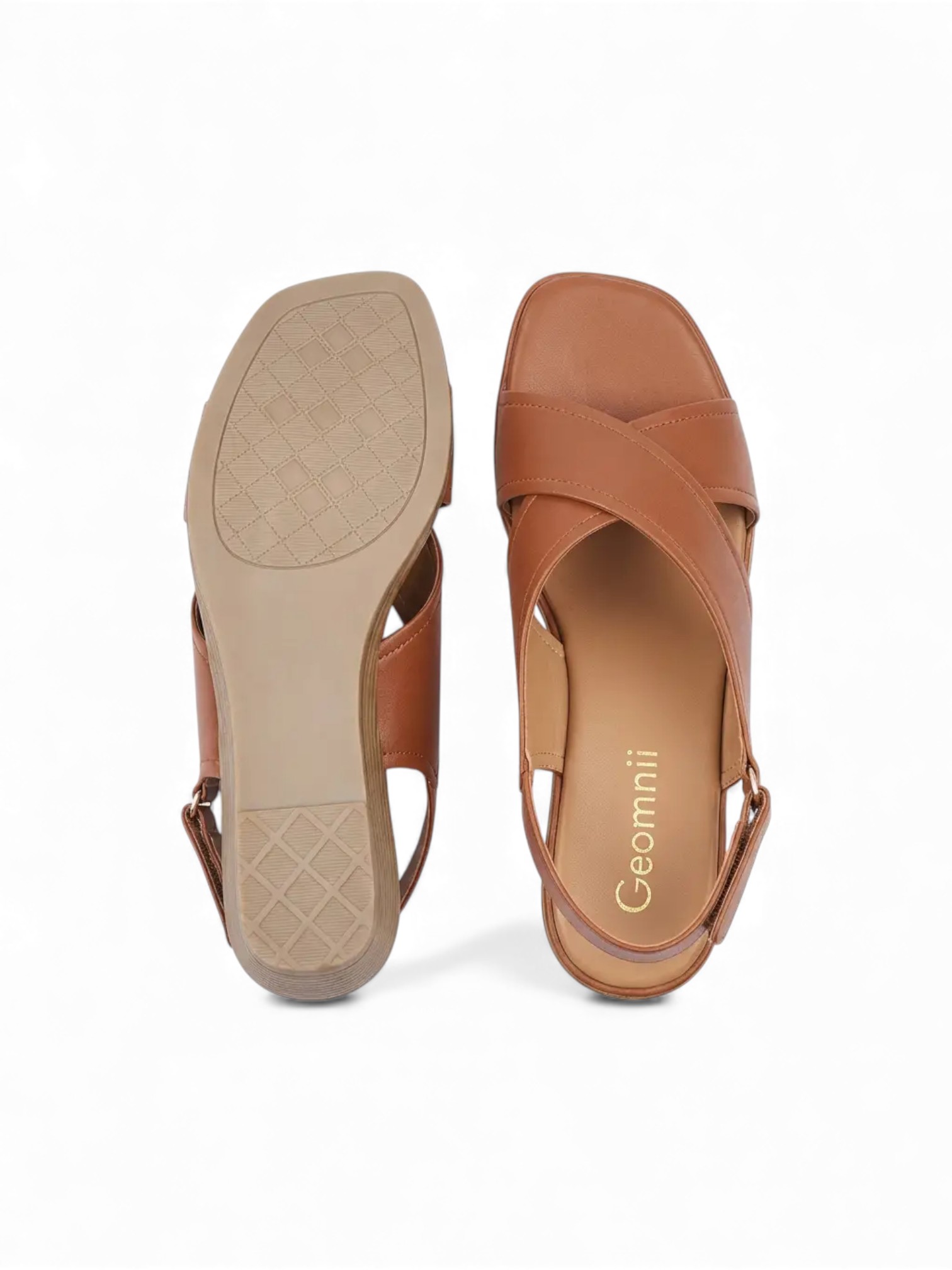 Tan Plain Heel Sandals