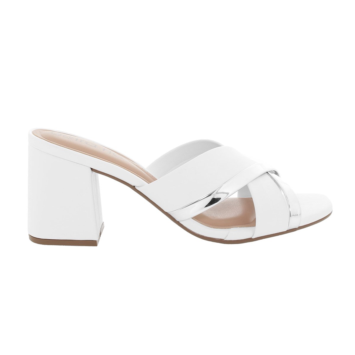 White Mid Heel Sandals with Criss-Cross Straps