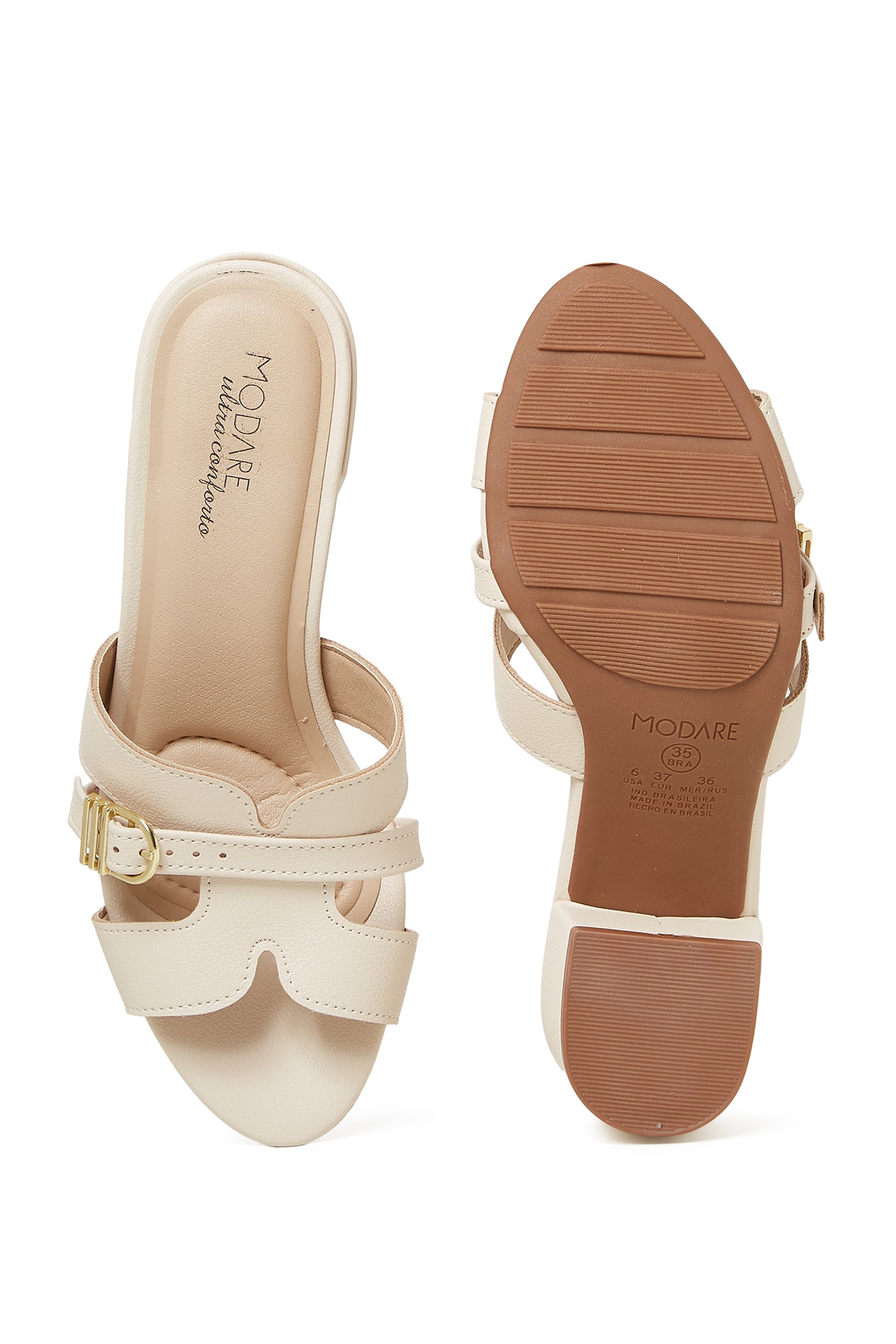 Cream Mid-Heel Sandals