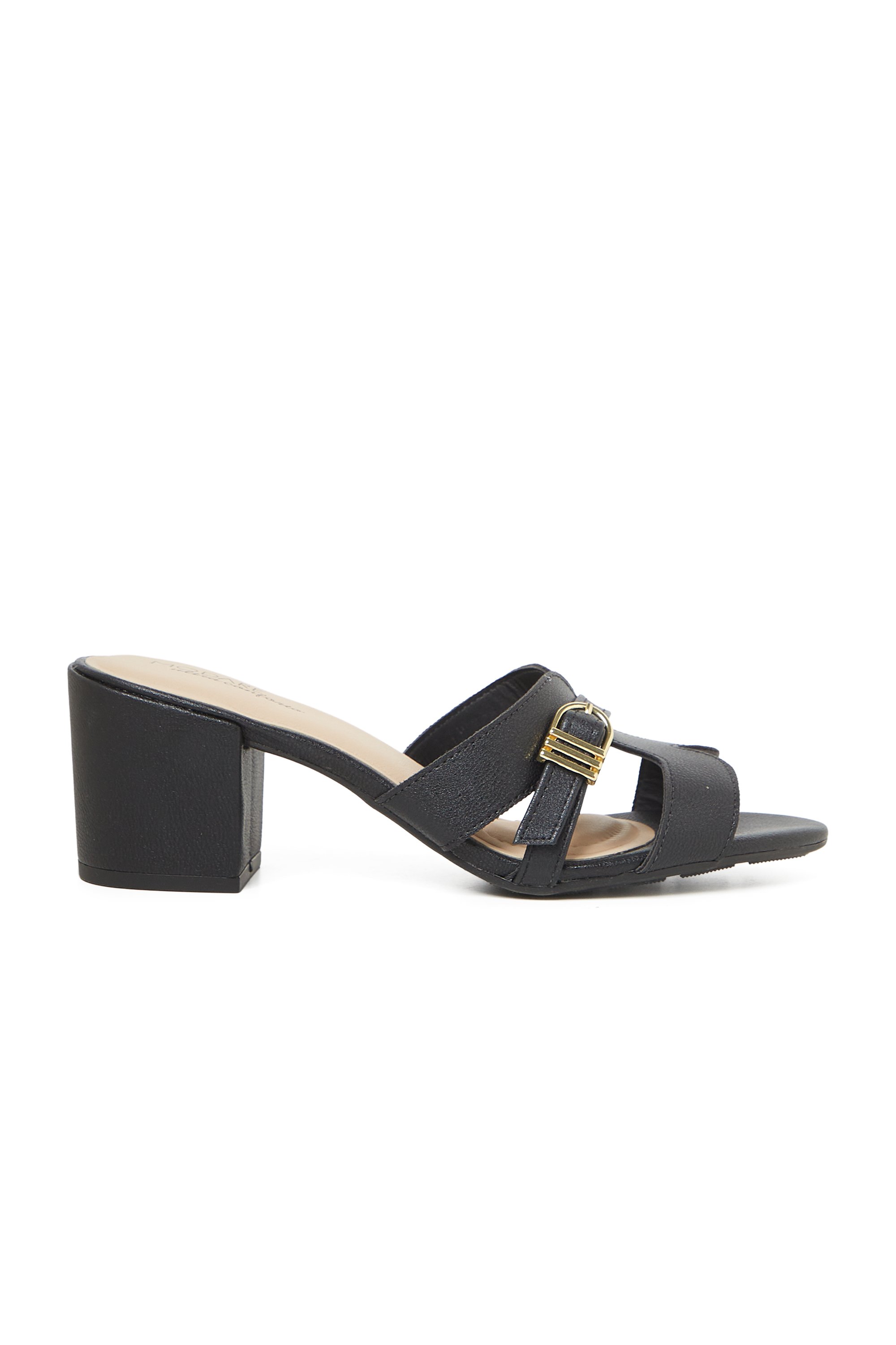 Black Mid-Heel Sandals