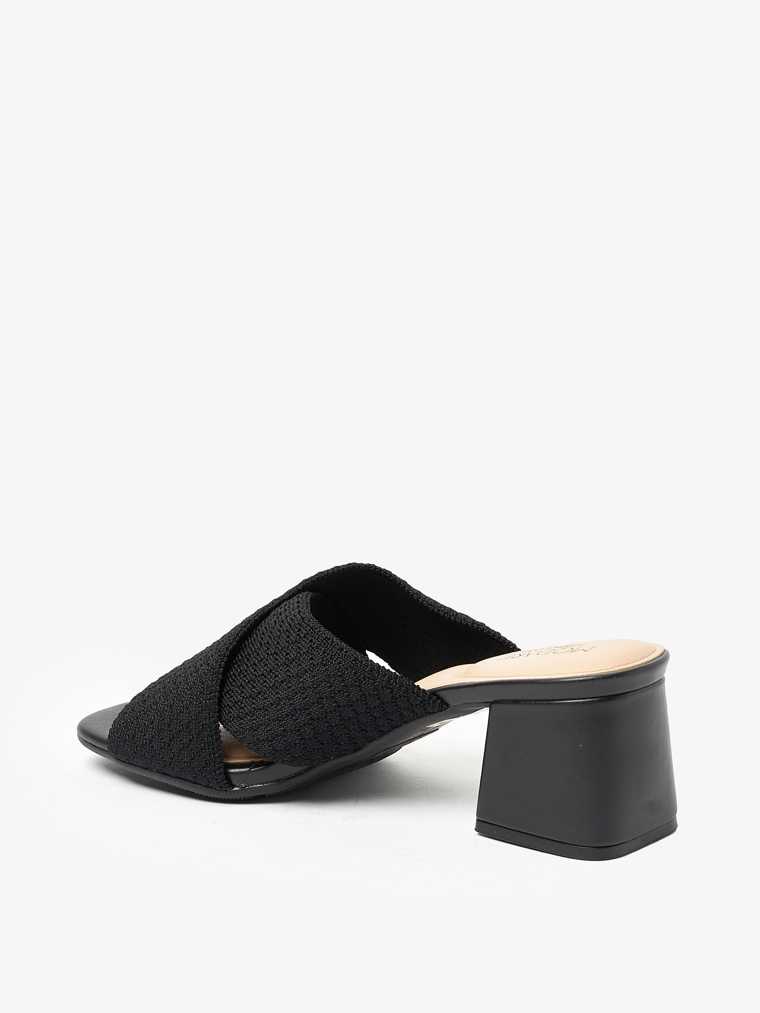 Black Mid-Heel Sandals with Cross-Strap Design