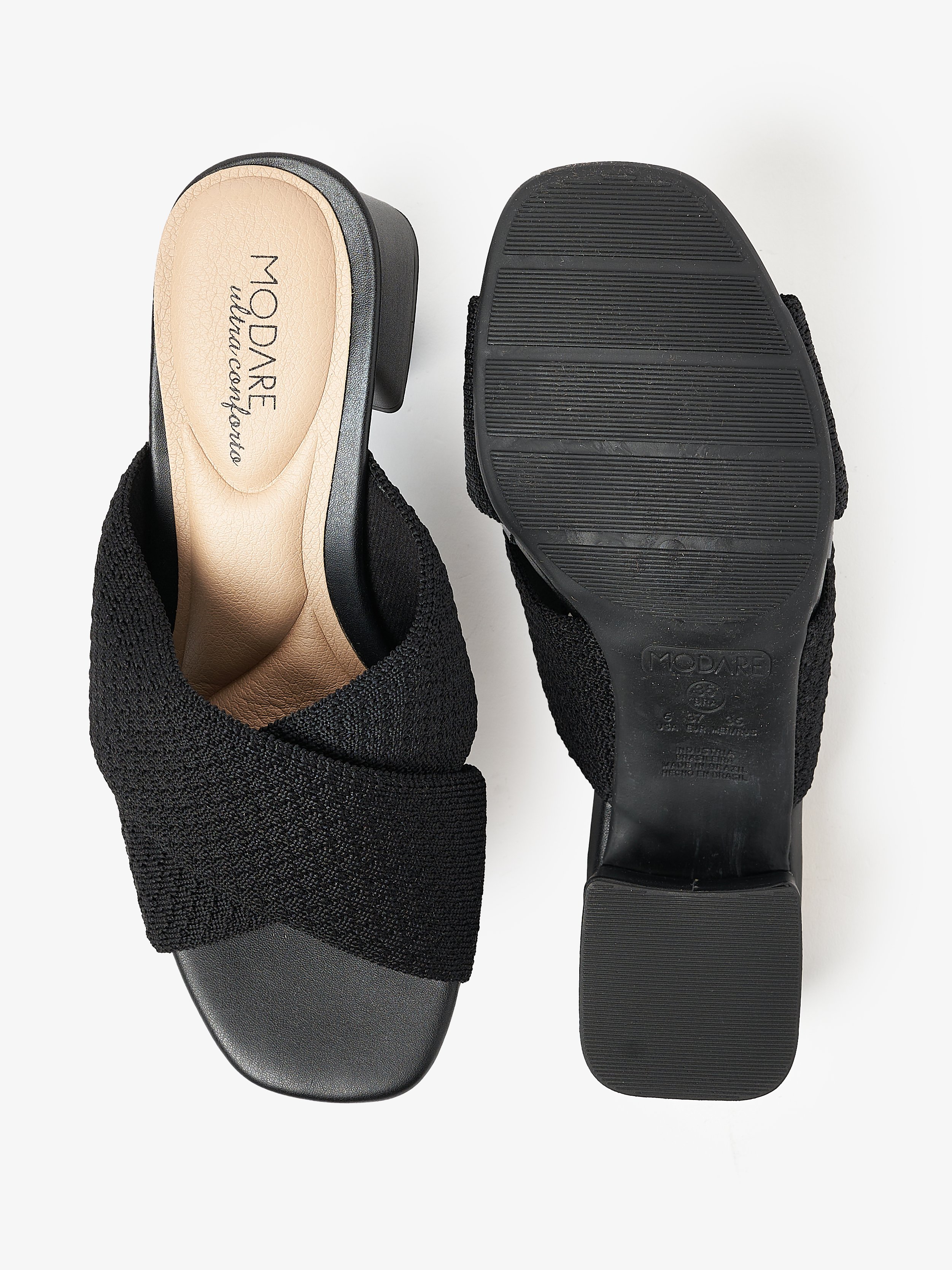 Black Mid-Heel Sandals with Cross-Strap Design