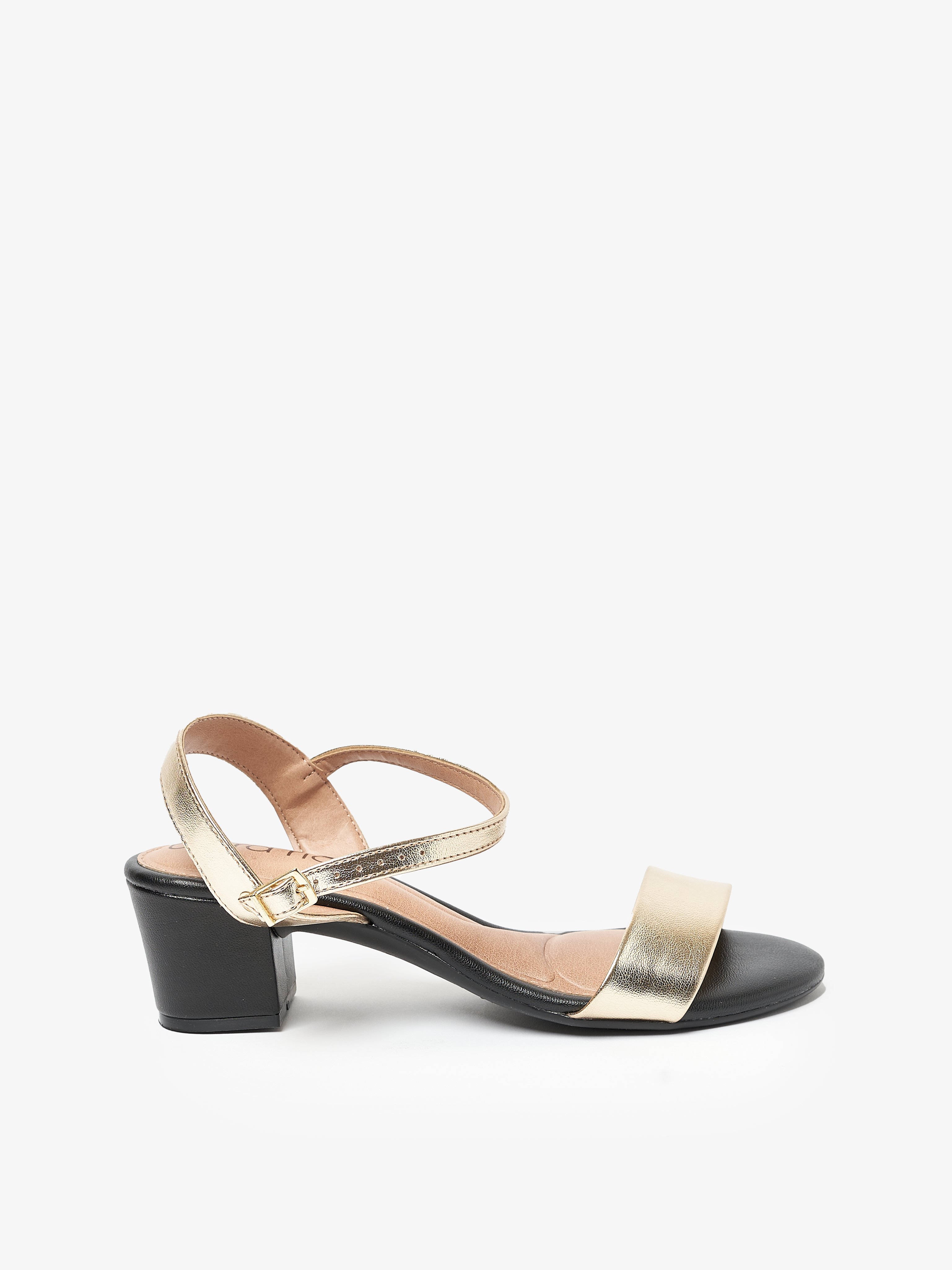 Gold Mid-Heel Sandals