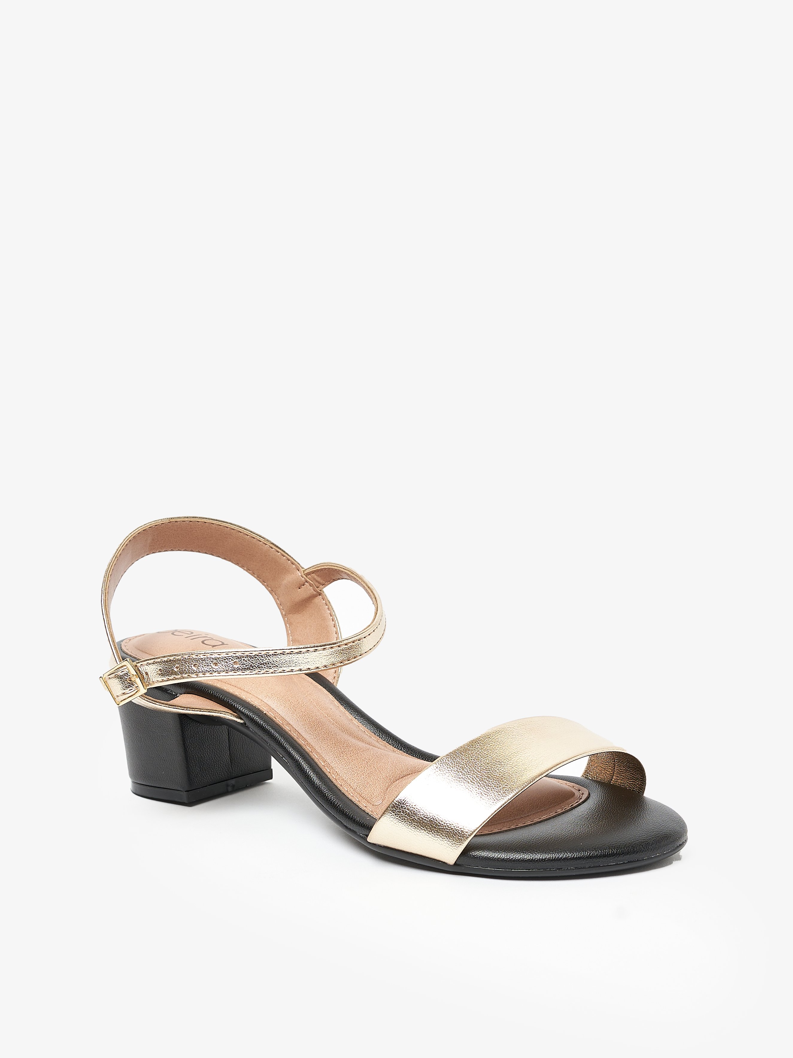 Gold Mid-Heel Sandals