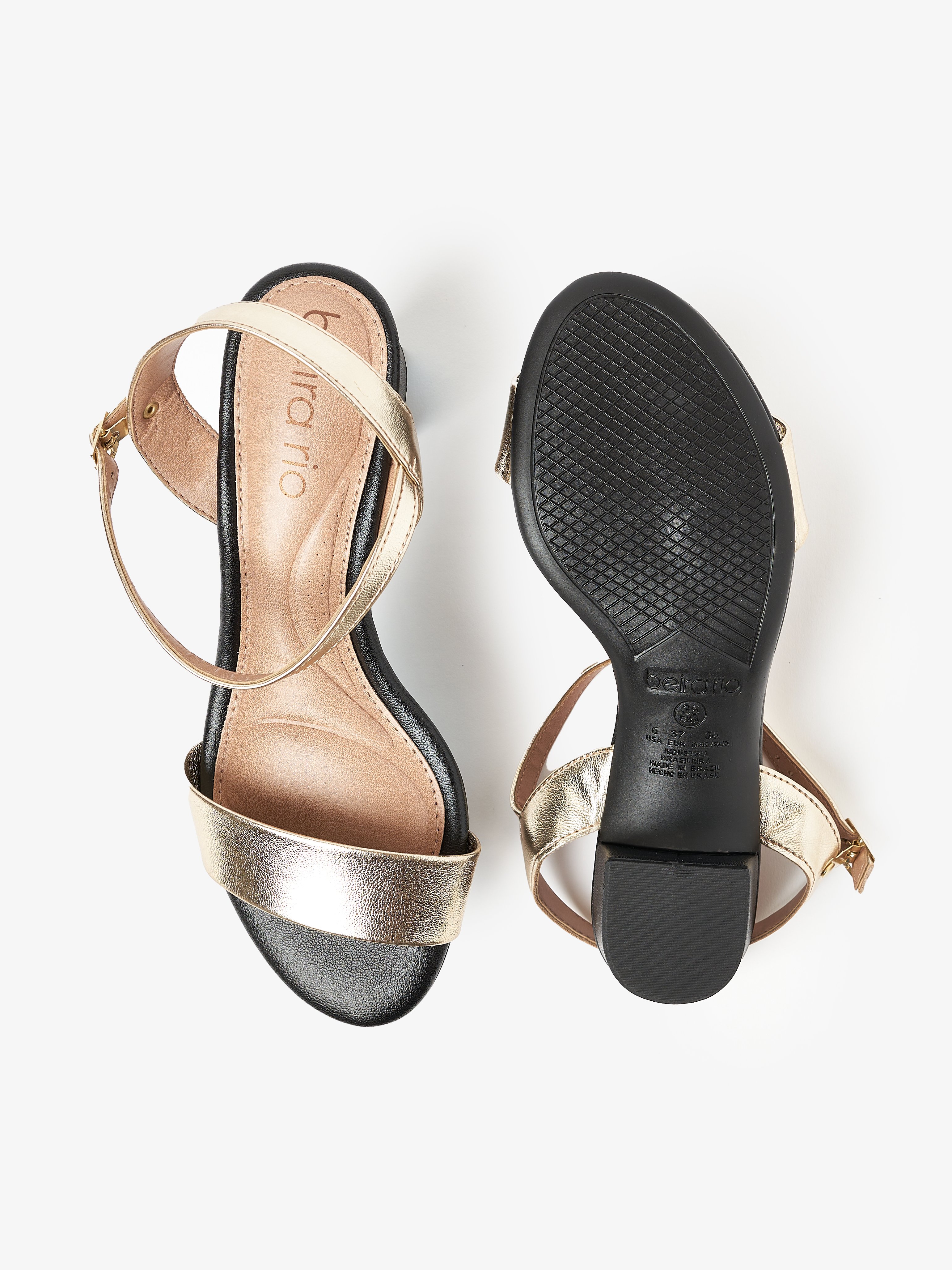 Gold Mid-Heel Sandals