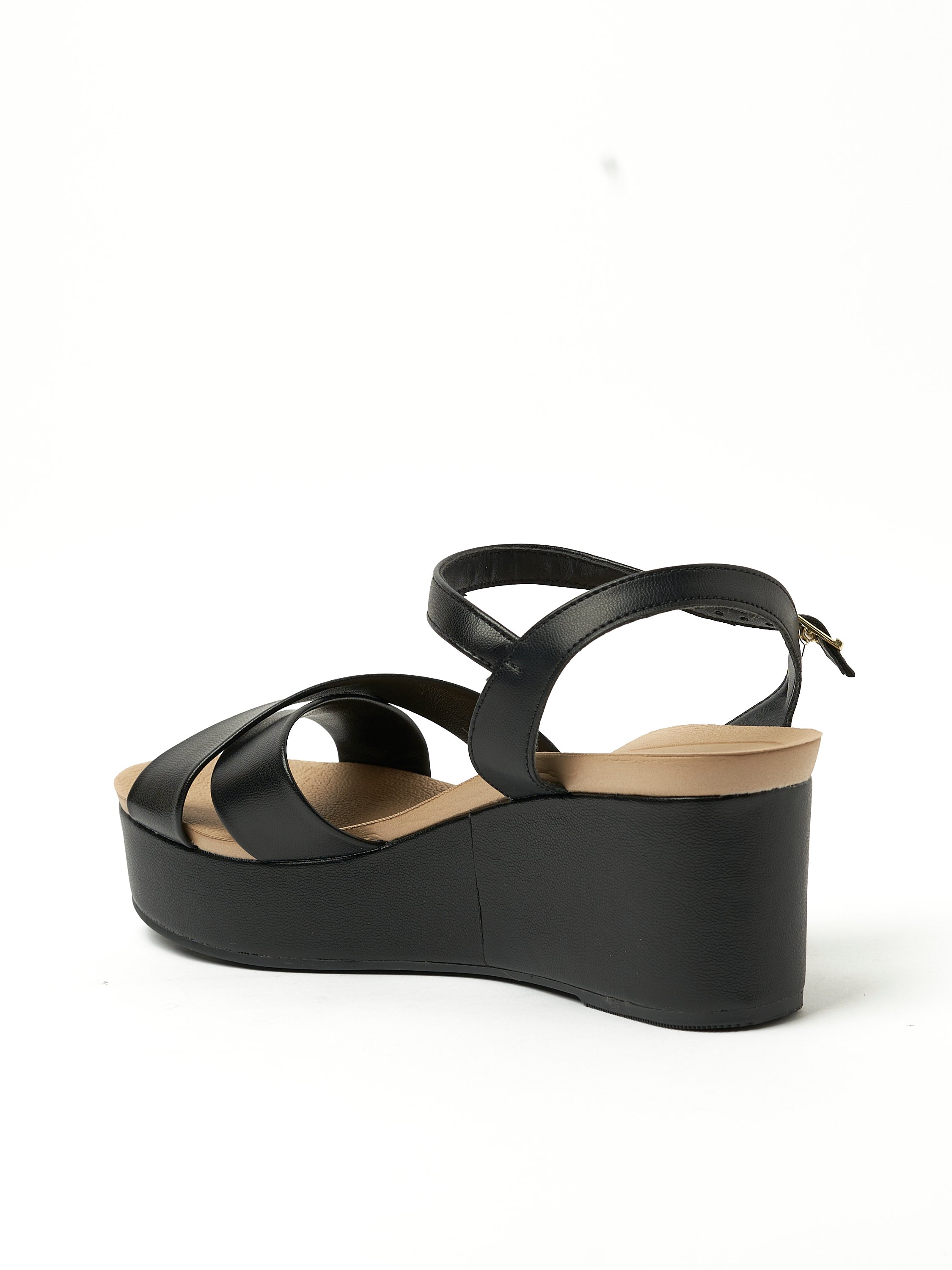 Black Wedge Platform Sandals