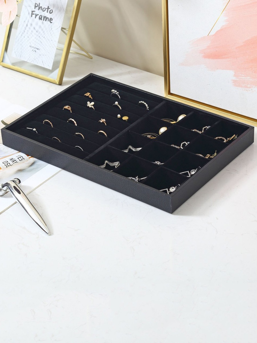 Draco 13-Compartment Jewellery Tray Plus Ring Holder - 35x24x3 cm