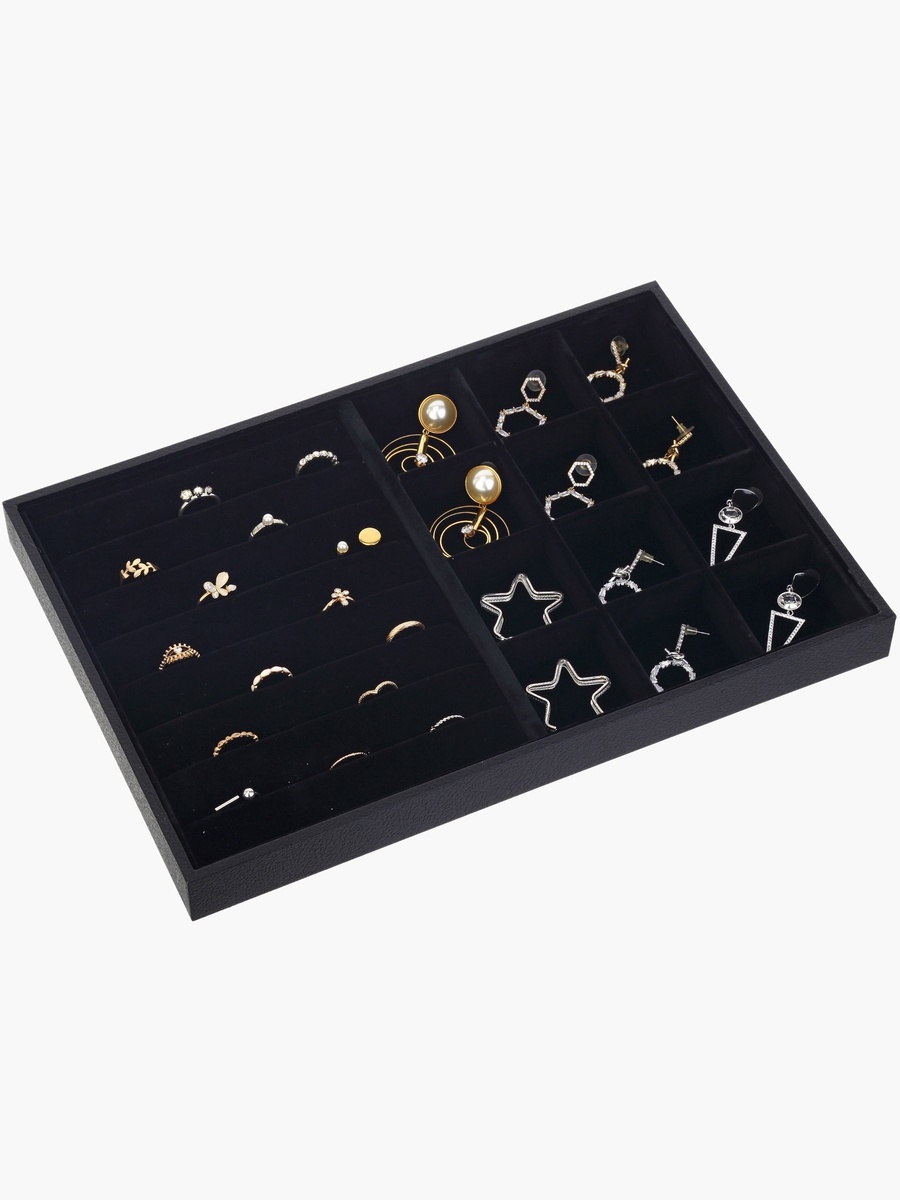Draco 13-Compartment Jewellery Tray Plus Ring Holder - 35x24x3 cm