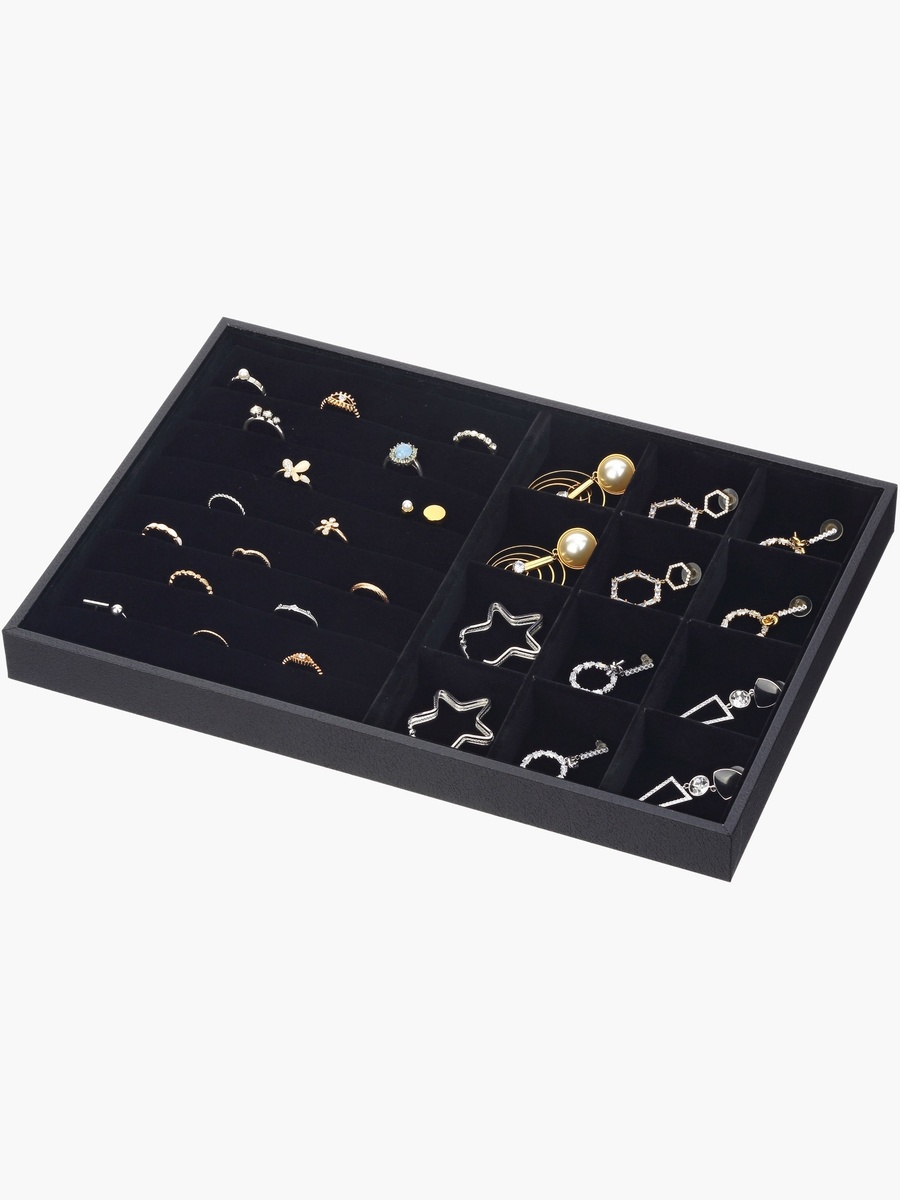 Draco 13-Compartment Jewellery Tray Plus Ring Holder - 35x24x3 cm