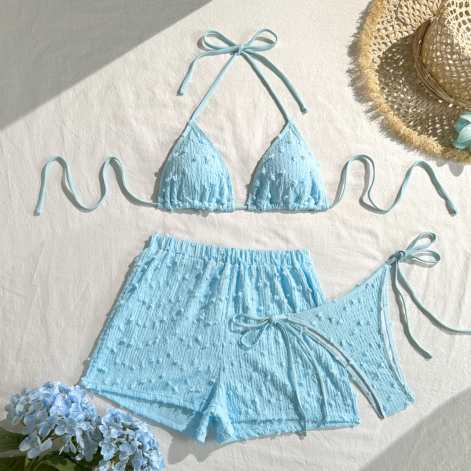 Sky Blue Triangle Bikini Set