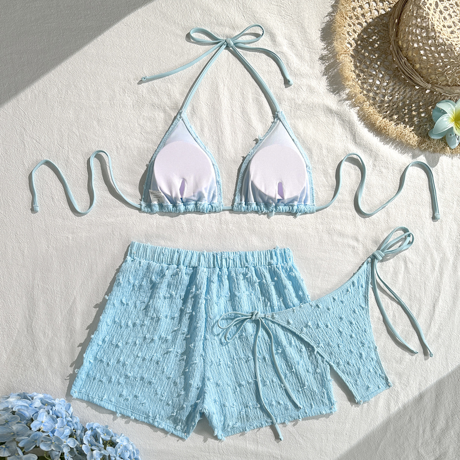Sky Blue Triangle Bikini Set