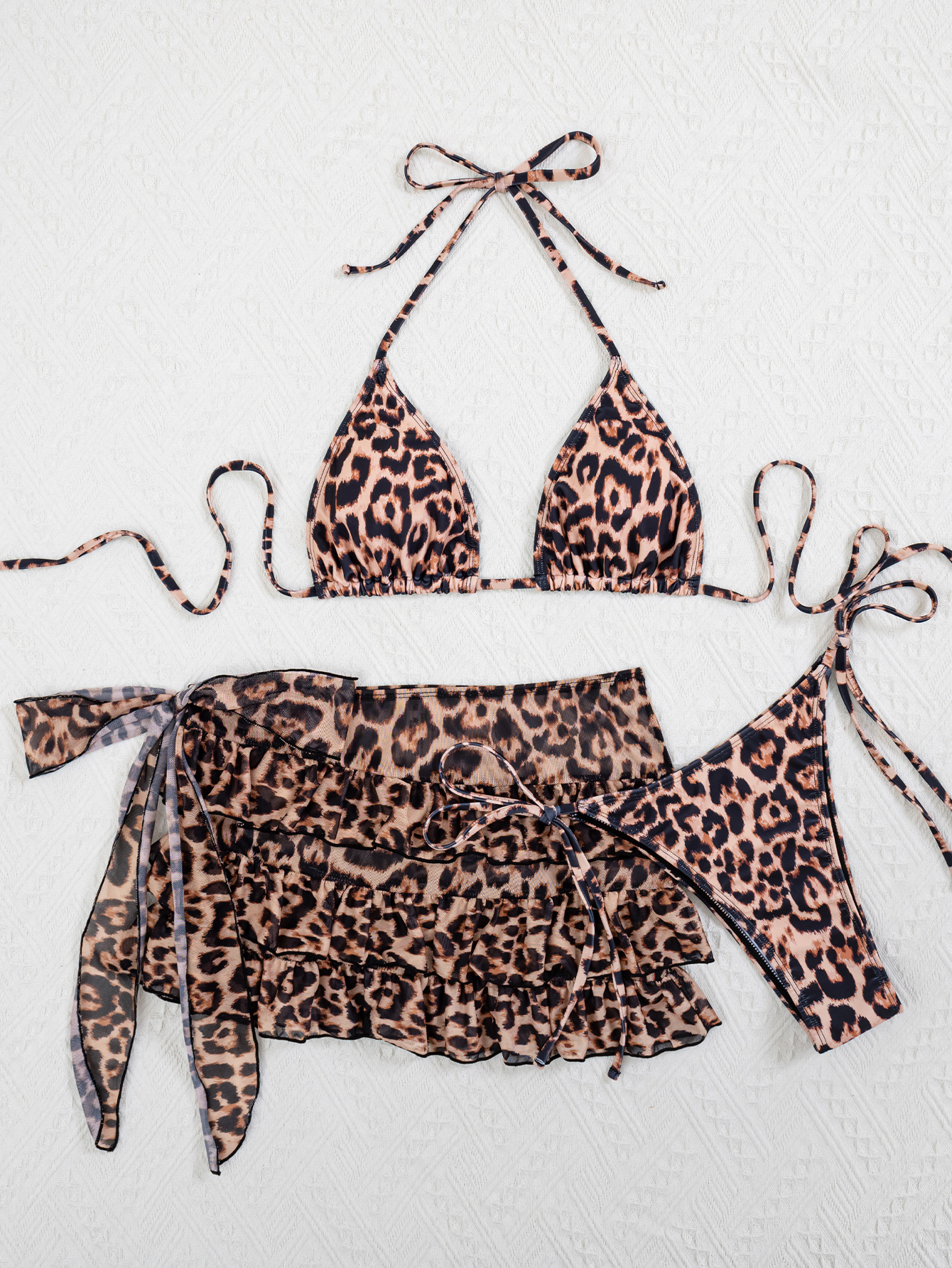 Leopard Print Triangle Bikini Set
