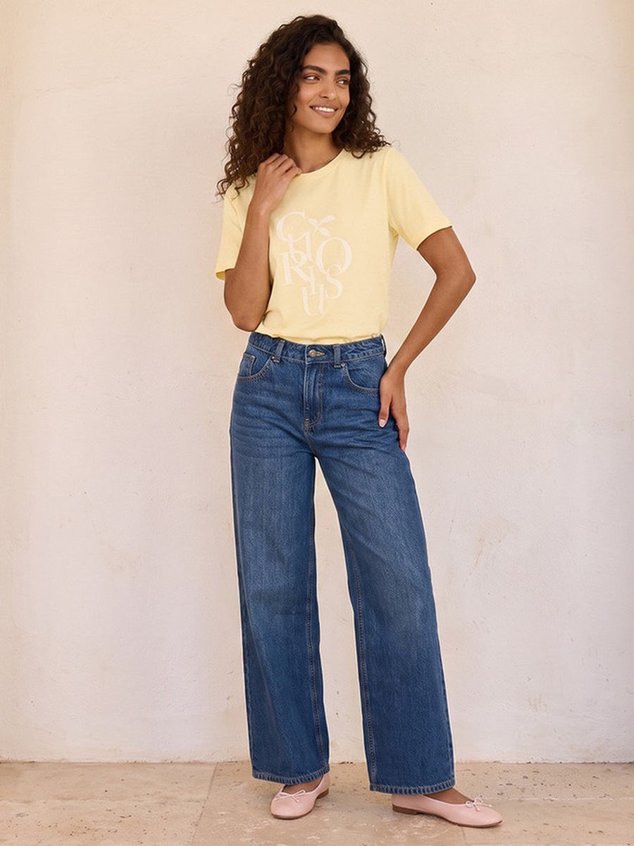 Cotton T-Shirt with Text Print