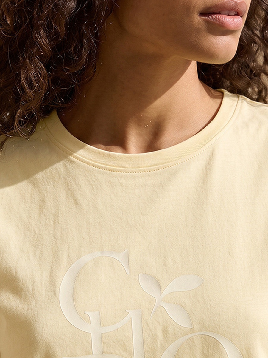 Cotton T-Shirt with Text Print