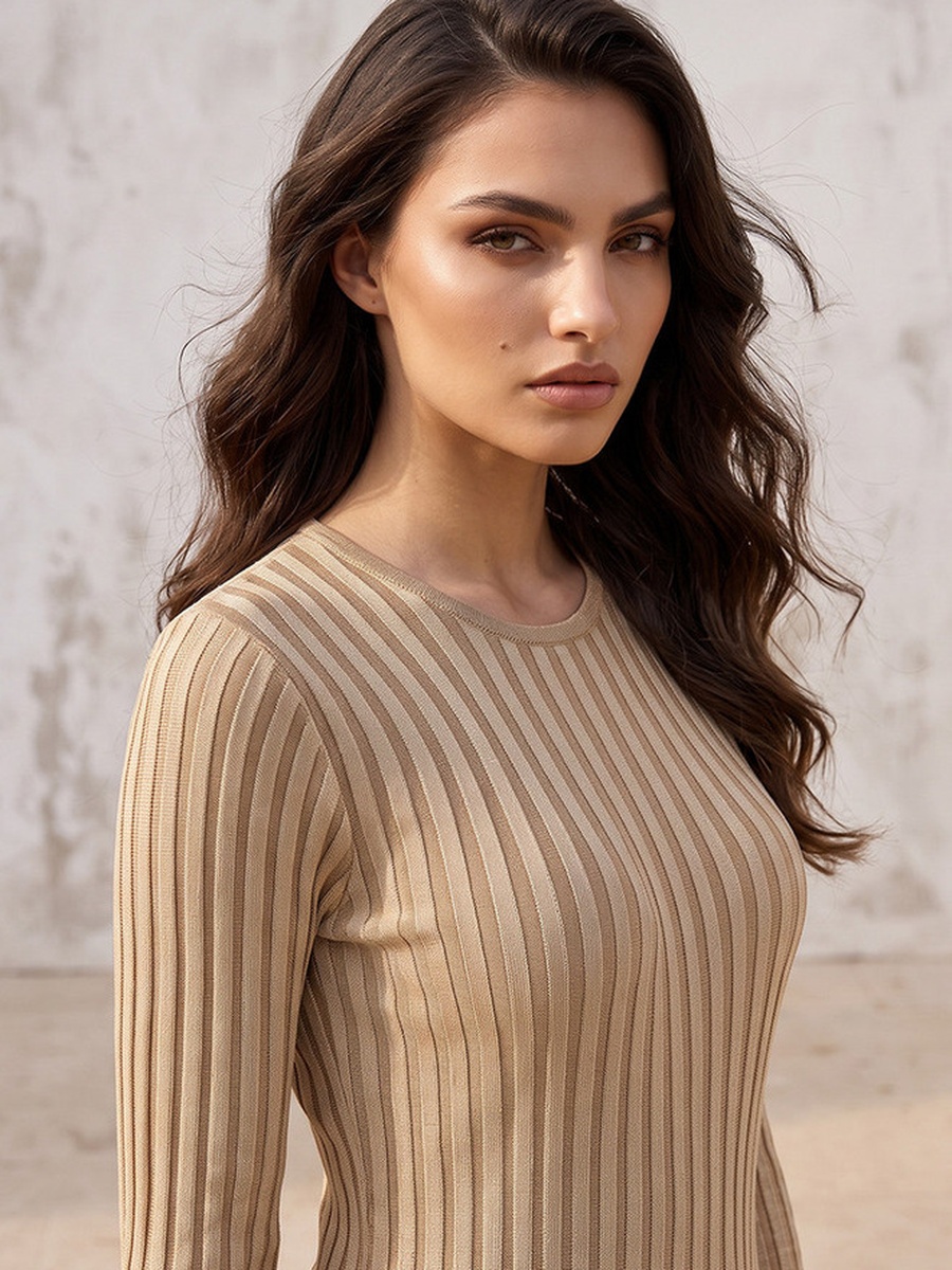 Striped Midi Dress with Pleated Detail