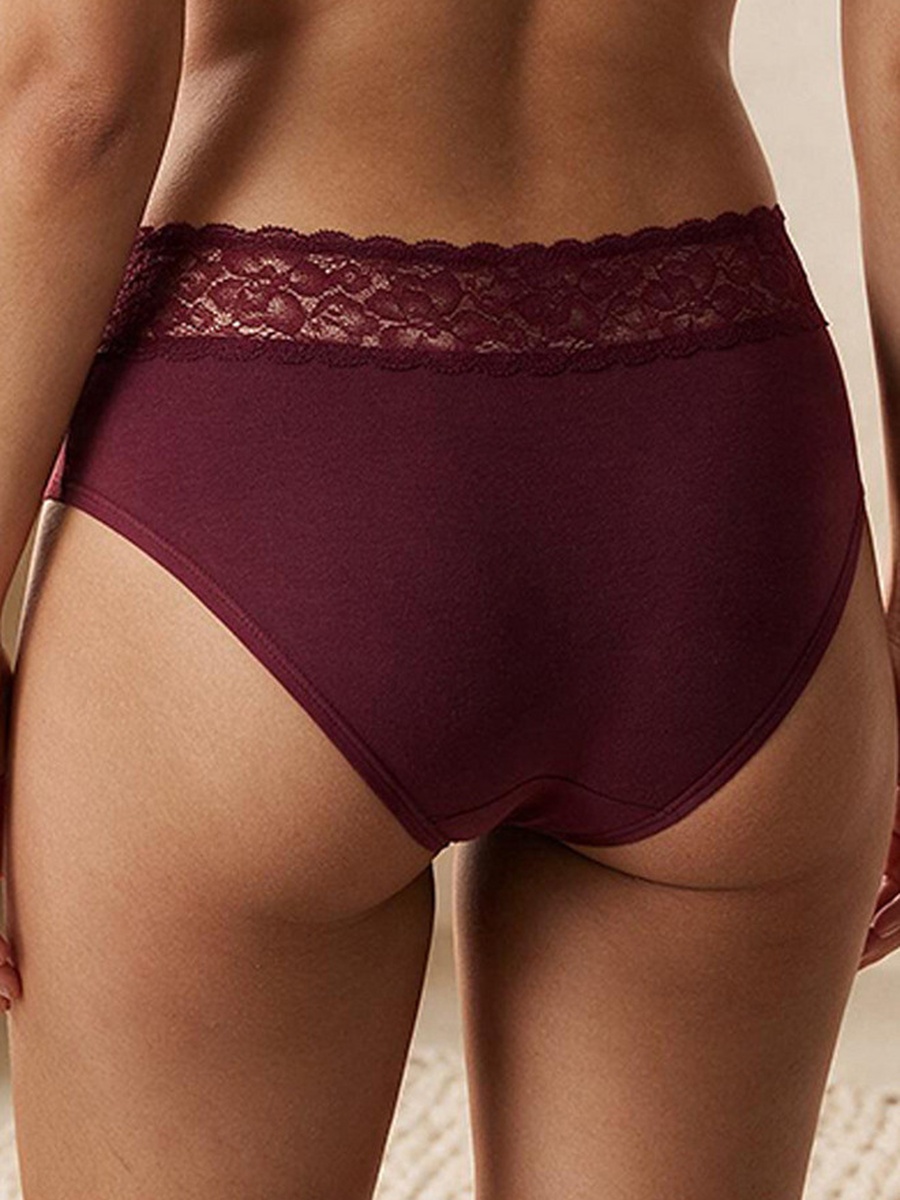 Elastic Waist Lace Trim Briefs