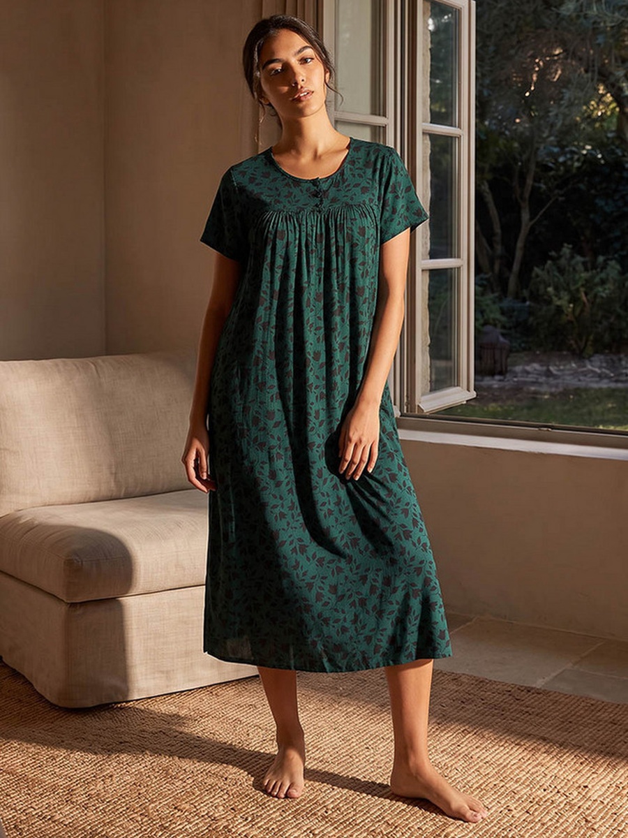 Viscose Botanical Print Night Dress