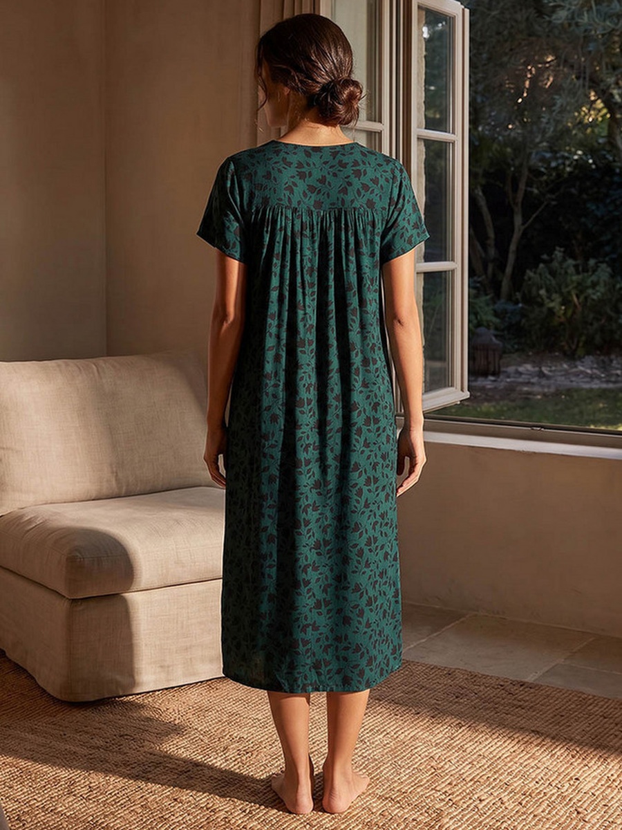 Viscose Botanical Print Night Dress