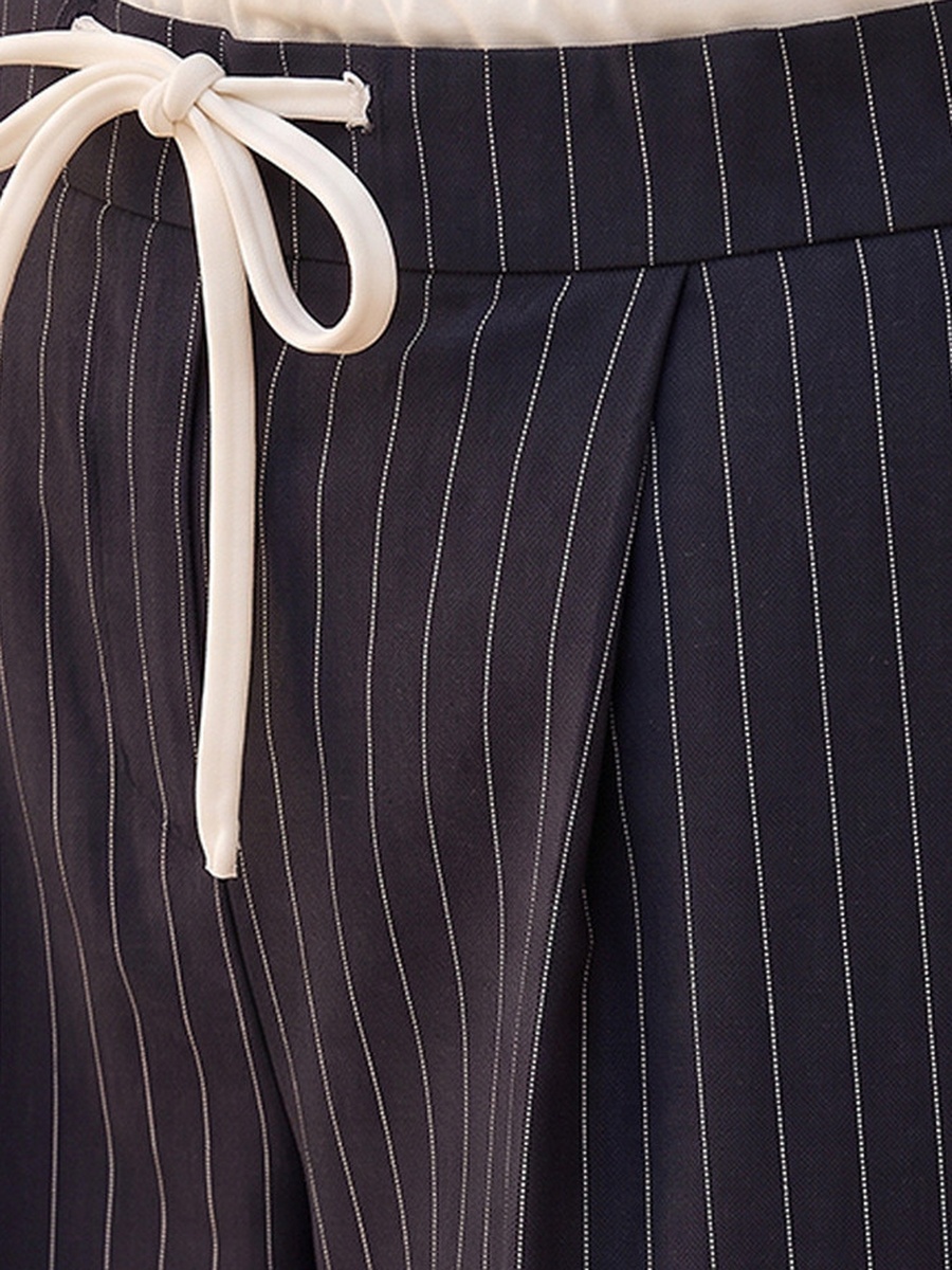 Drawstring Waist Striped Trousers