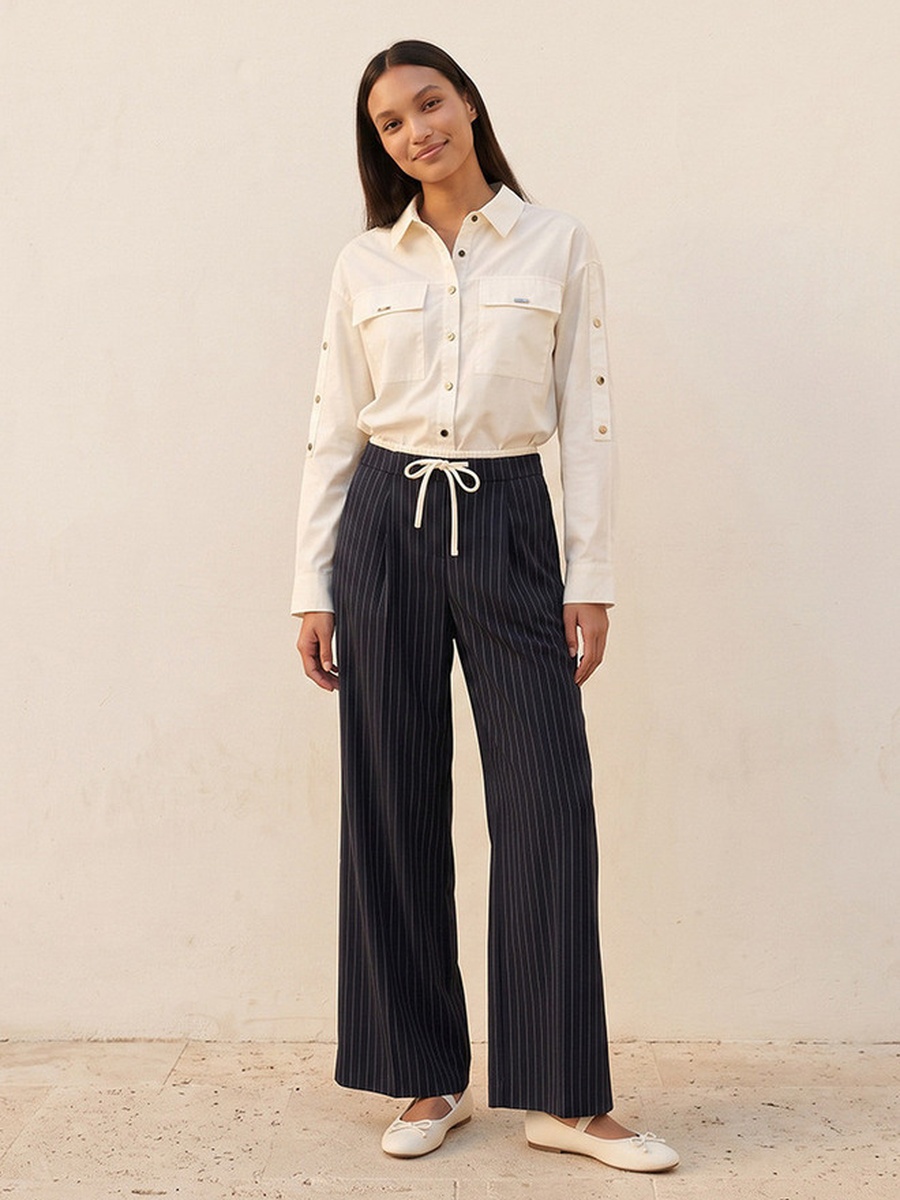 Drawstring Waist Striped Trousers