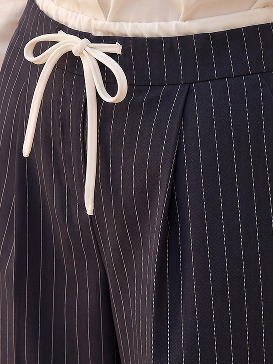 Drawstring Waist Striped Trousers