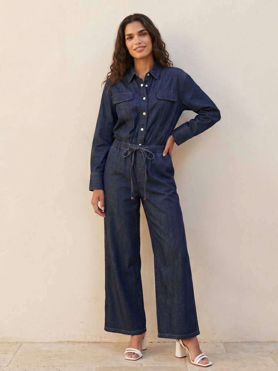 Straight Fit Drawstring Waist Cotton Pants