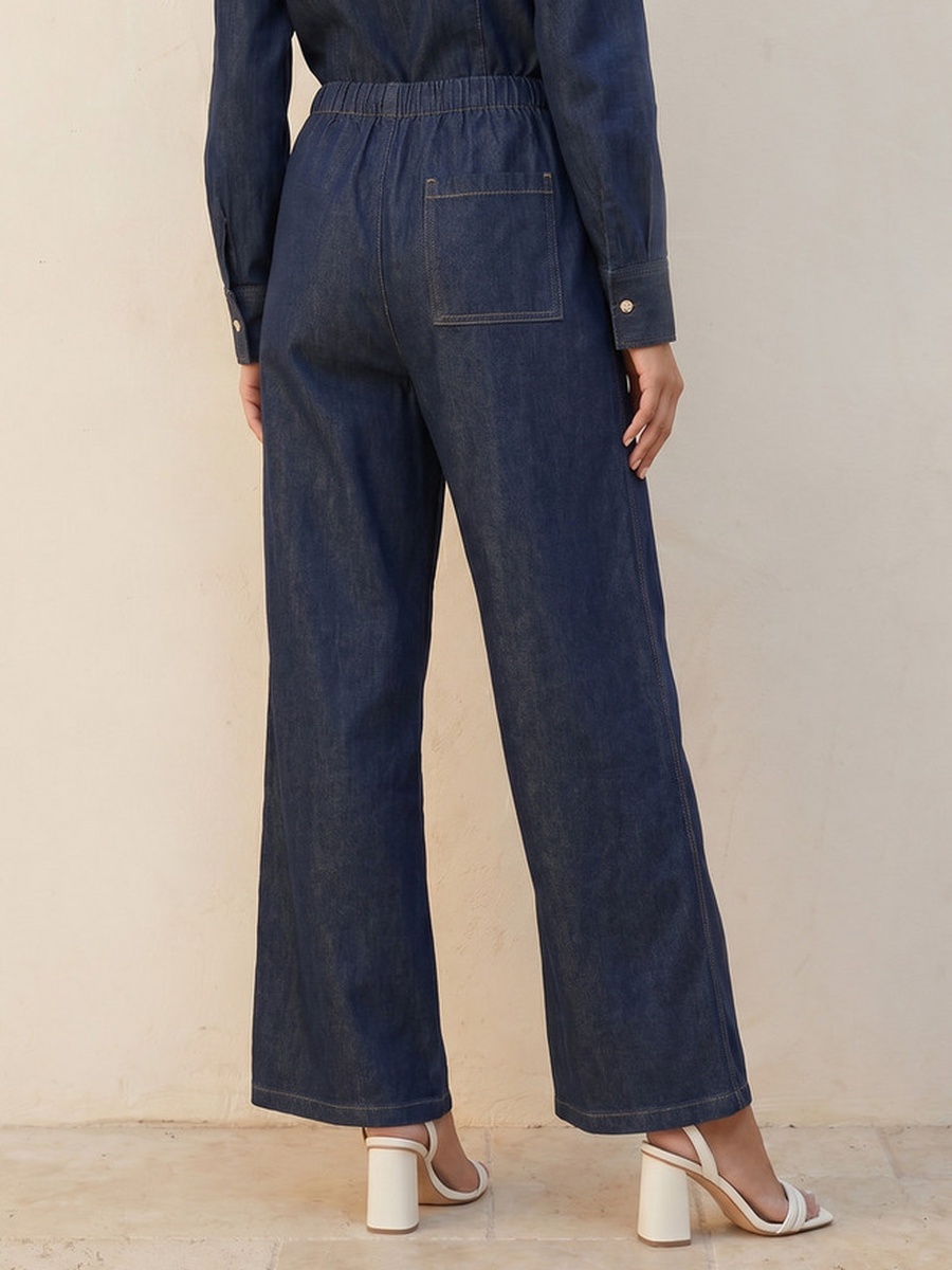 Straight Fit Drawstring Waist Cotton Pants