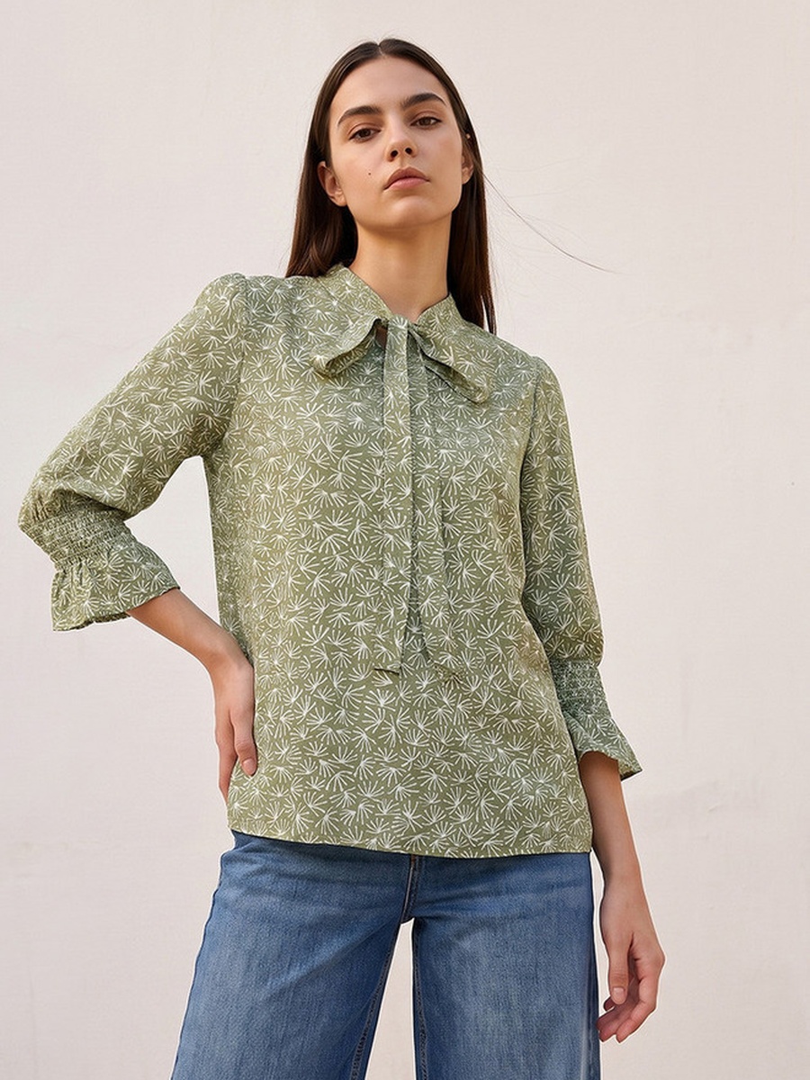 Regular Fit Viscose Top with Floral Print