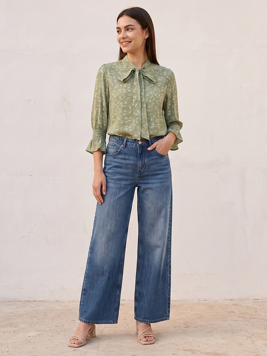 Regular Fit Viscose Top with Floral Print
