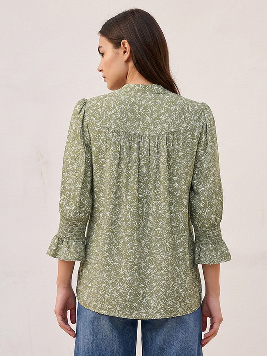 Regular Fit Viscose Top with Floral Print