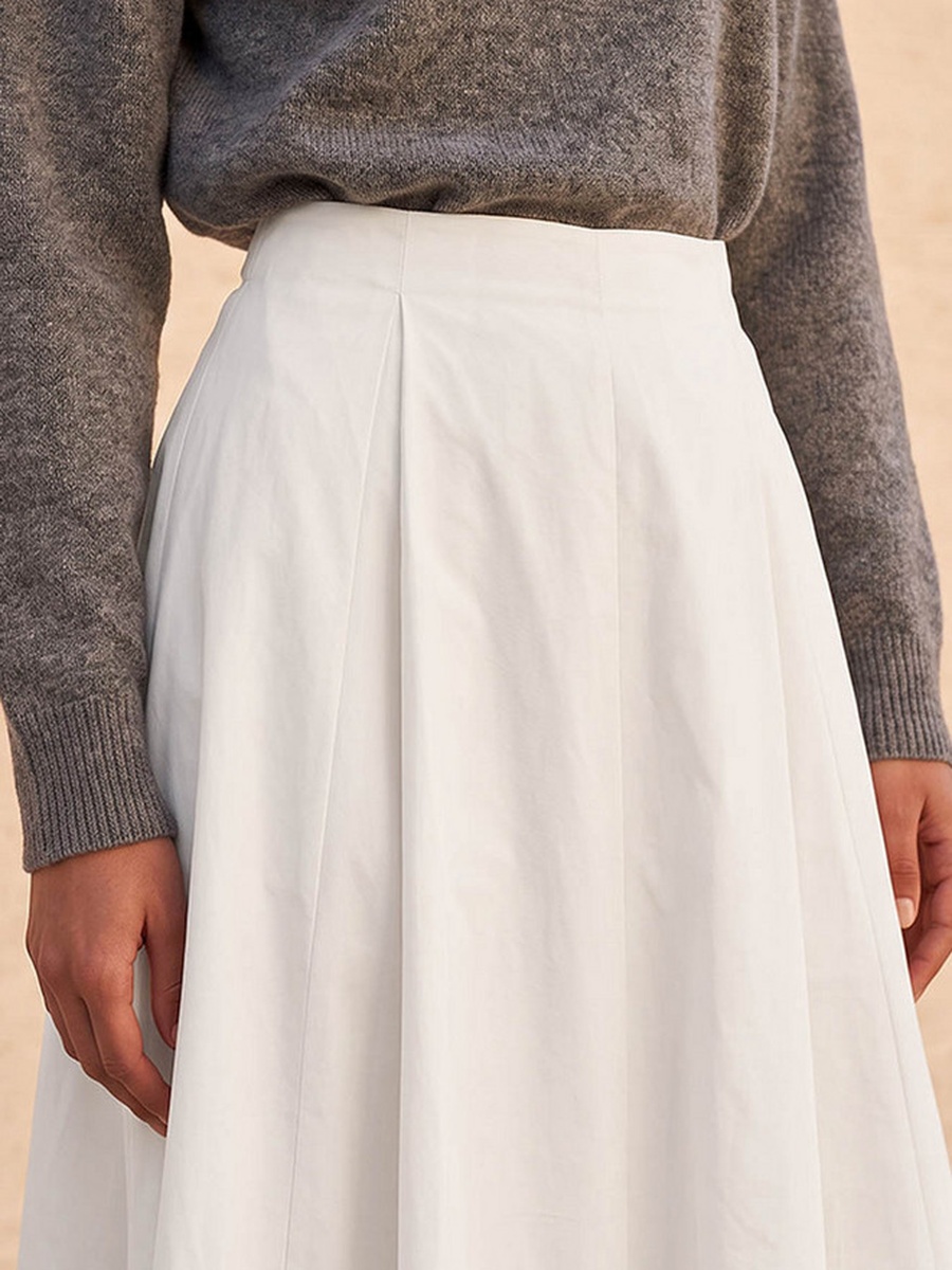 Midi Length Poly Blend Panelled Skirt