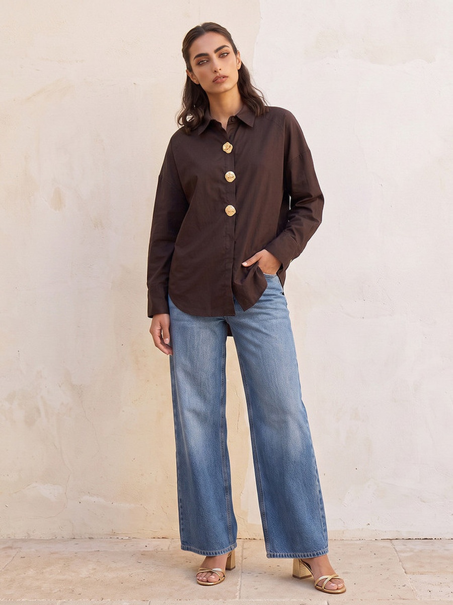 Shirt with Button Accent