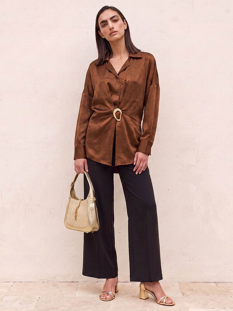 Textured Shirt with Buckle Detail
