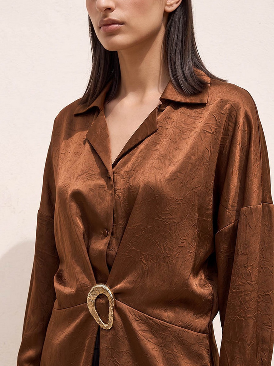 Textured Shirt with Buckle Detail