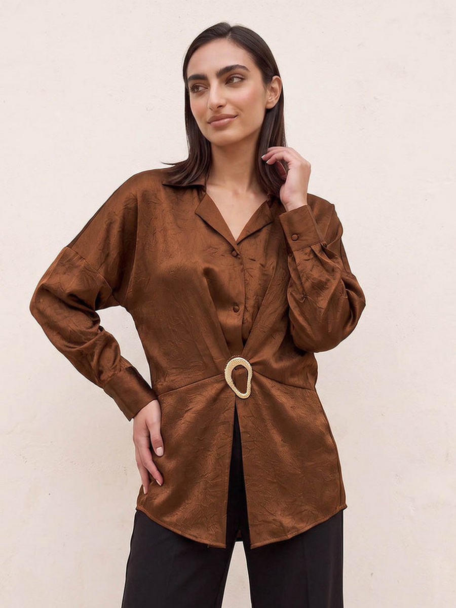 Textured Shirt with Buckle Detail