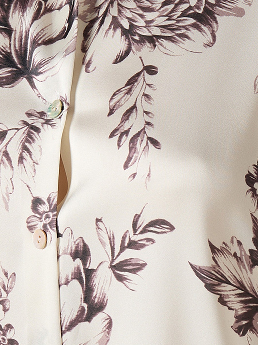 Satin Shirt with Floral Print