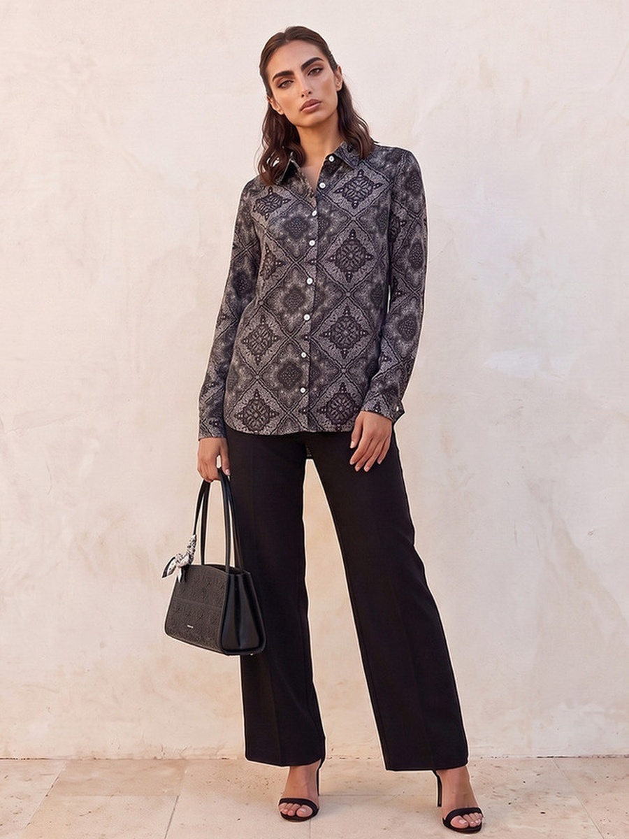Paisley Print Shirt with High Low Hem
