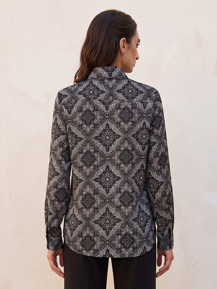 Paisley Print Shirt with High Low Hem