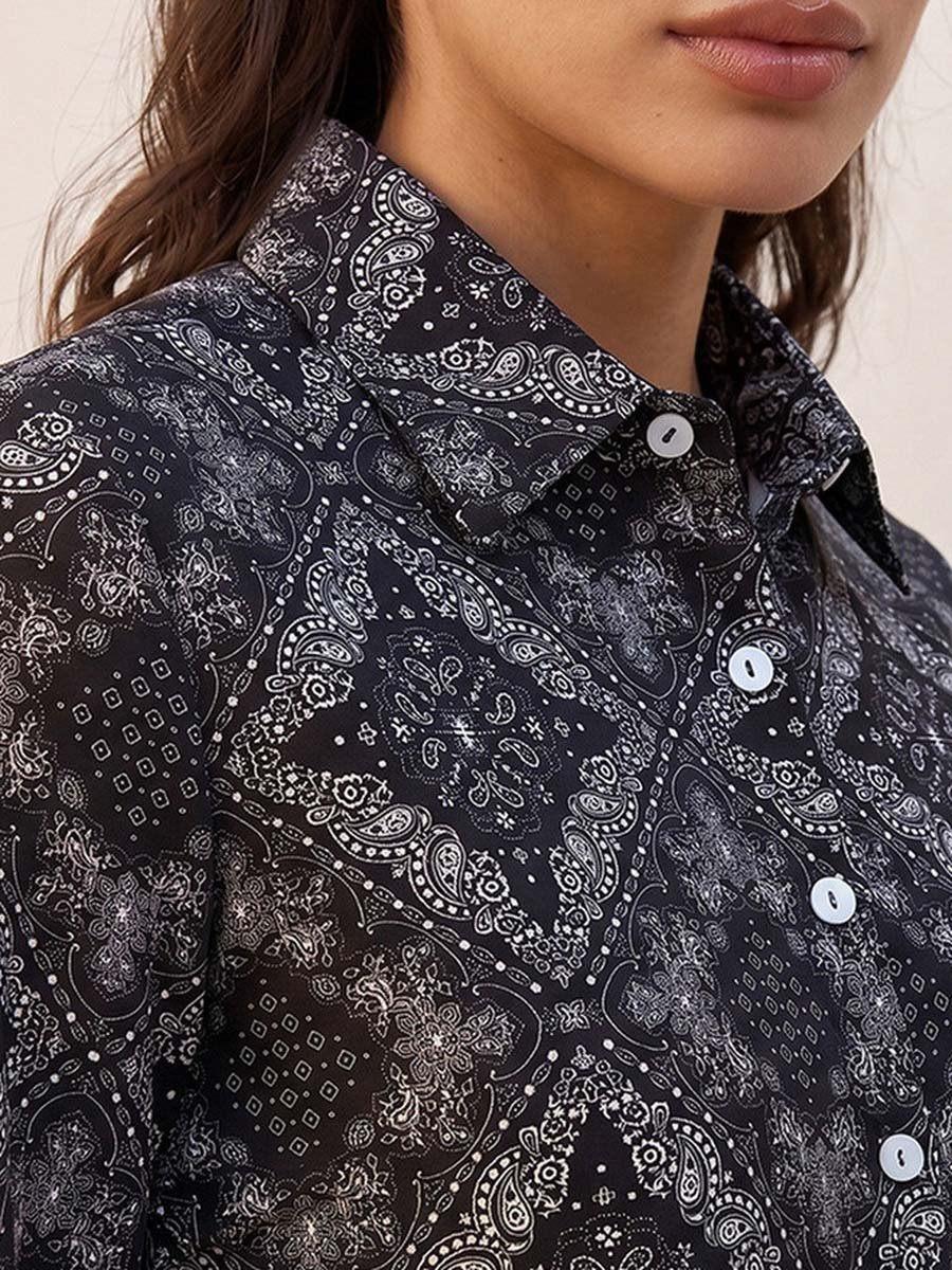 Paisley Print Shirt with High Low Hem