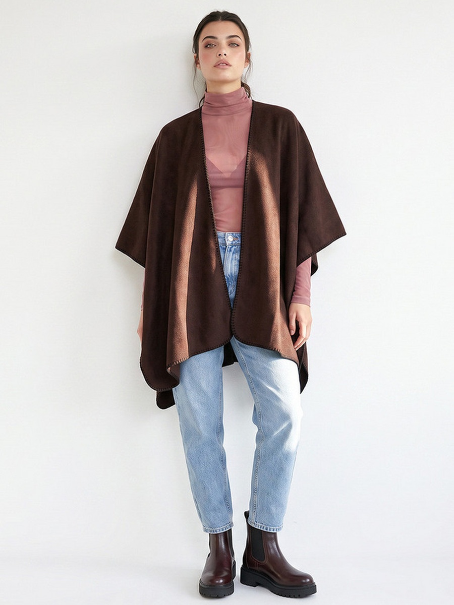 Cape with Blanket Stitch Trim