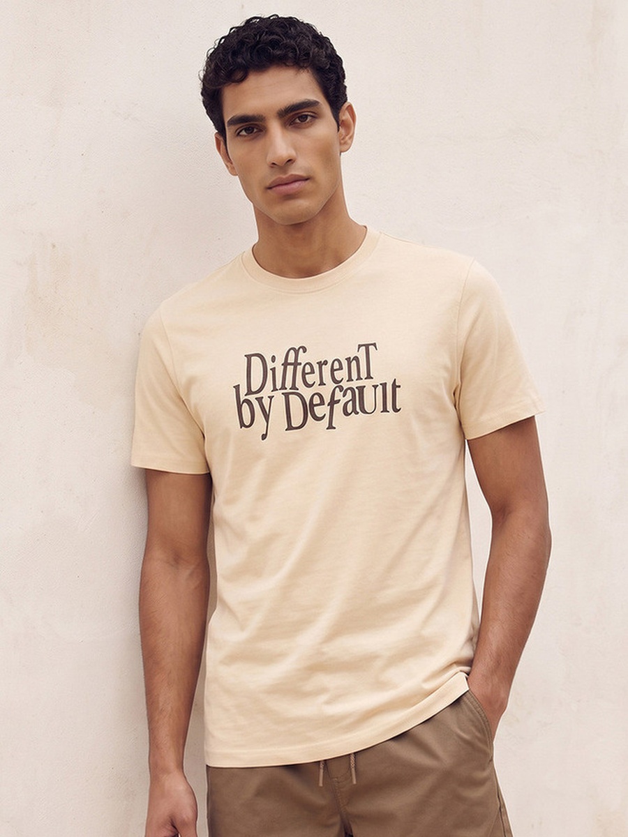 Slim Fit Crew Neck Short Sleeves Slogan Print T-Shirt