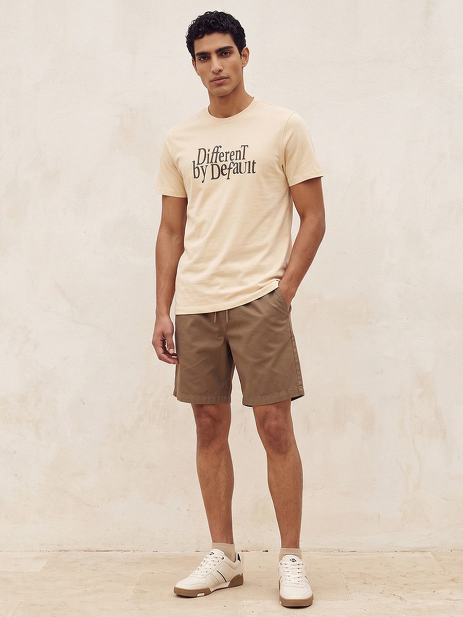 Slim Fit Crew Neck Short Sleeves Slogan Print T-Shirt