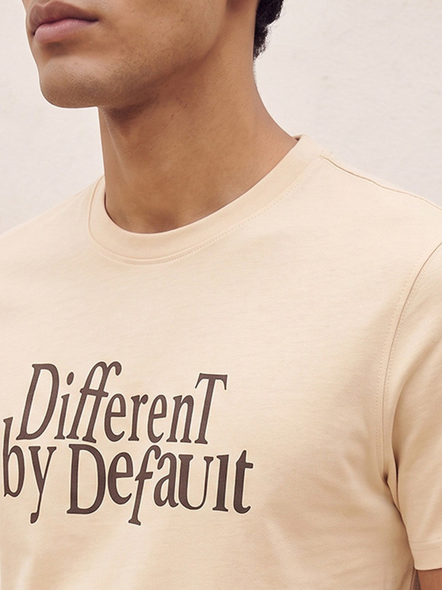 Slim Fit Crew Neck Short Sleeves Slogan Print T-Shirt