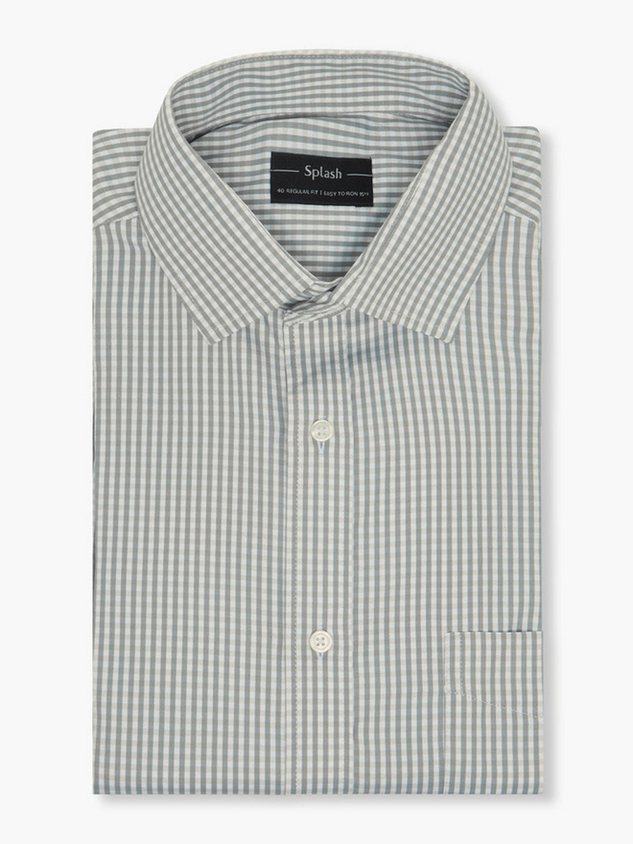 Regular Fit Collared Checked Long Sleeves Shirt