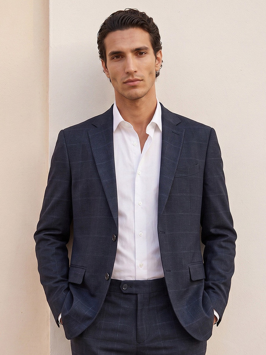 Slim Fit Checked Blazer