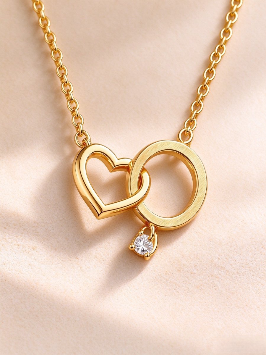 Interlocking Heart and Ring Necklace